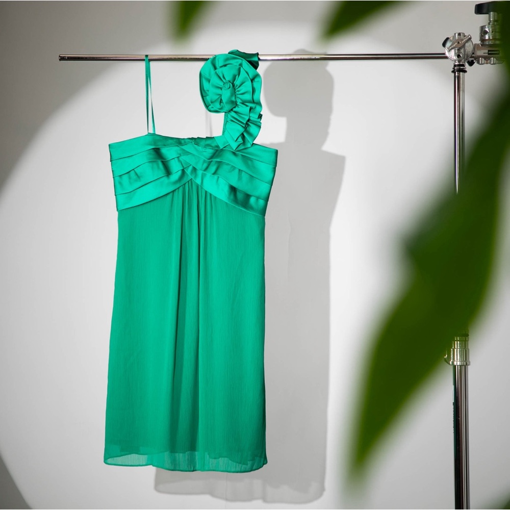 Emerald Green One-Shoulder Cocktail/Party Dress w/Ruffle Detail, Size 6, BN